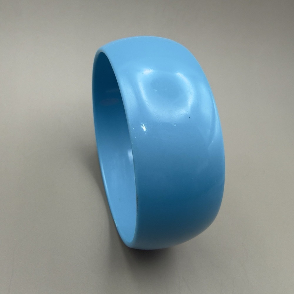 Vintage West Germany Blue Wide Bangle Bracelet Lucite Acrylic Plastic Cuff